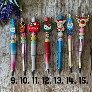 Handcrafted Christmas Pens Beaded Unique Artisan Gifts Office Accessories